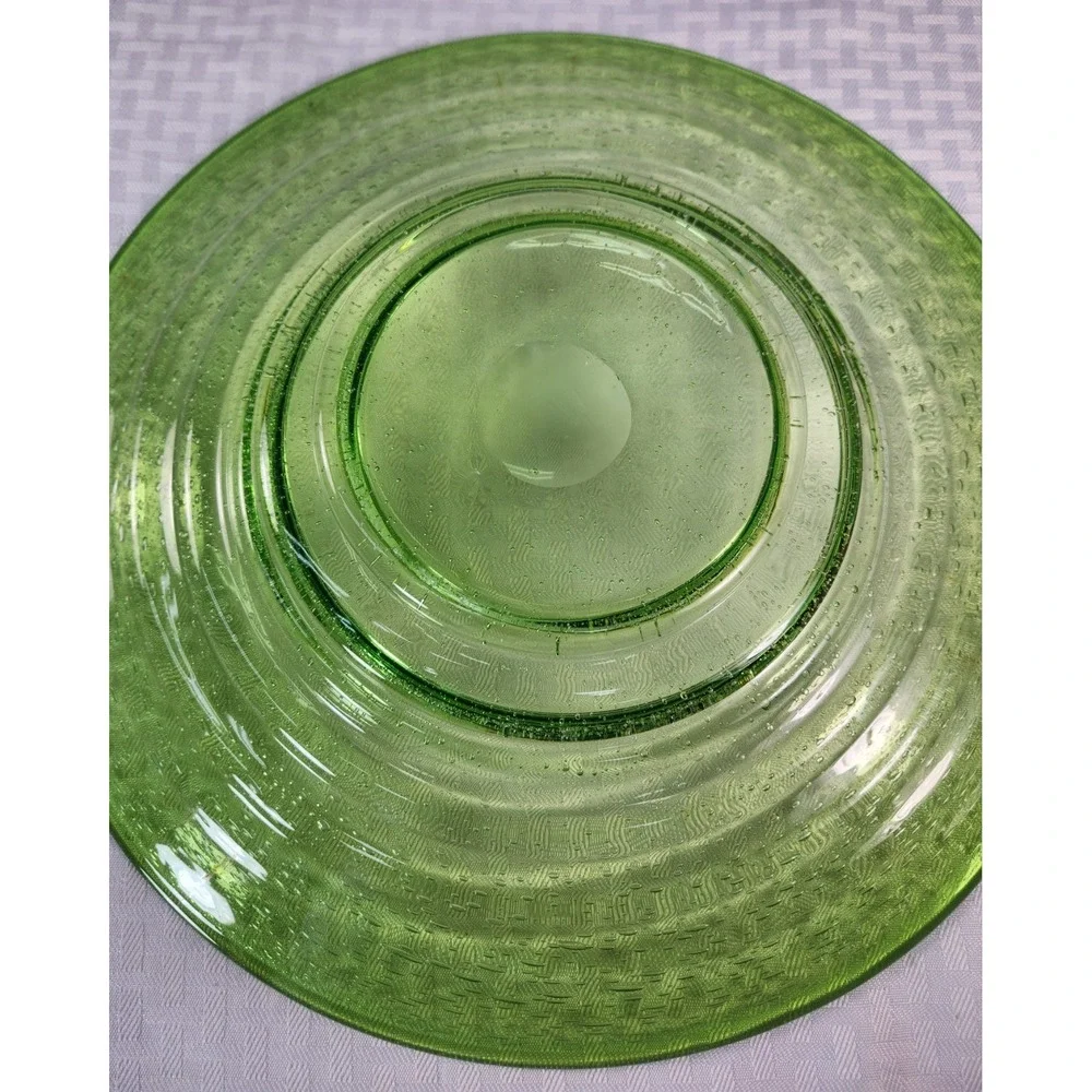 Empoli Green Pedestal Console Bowl Italian Controlled Bubble Glass 13